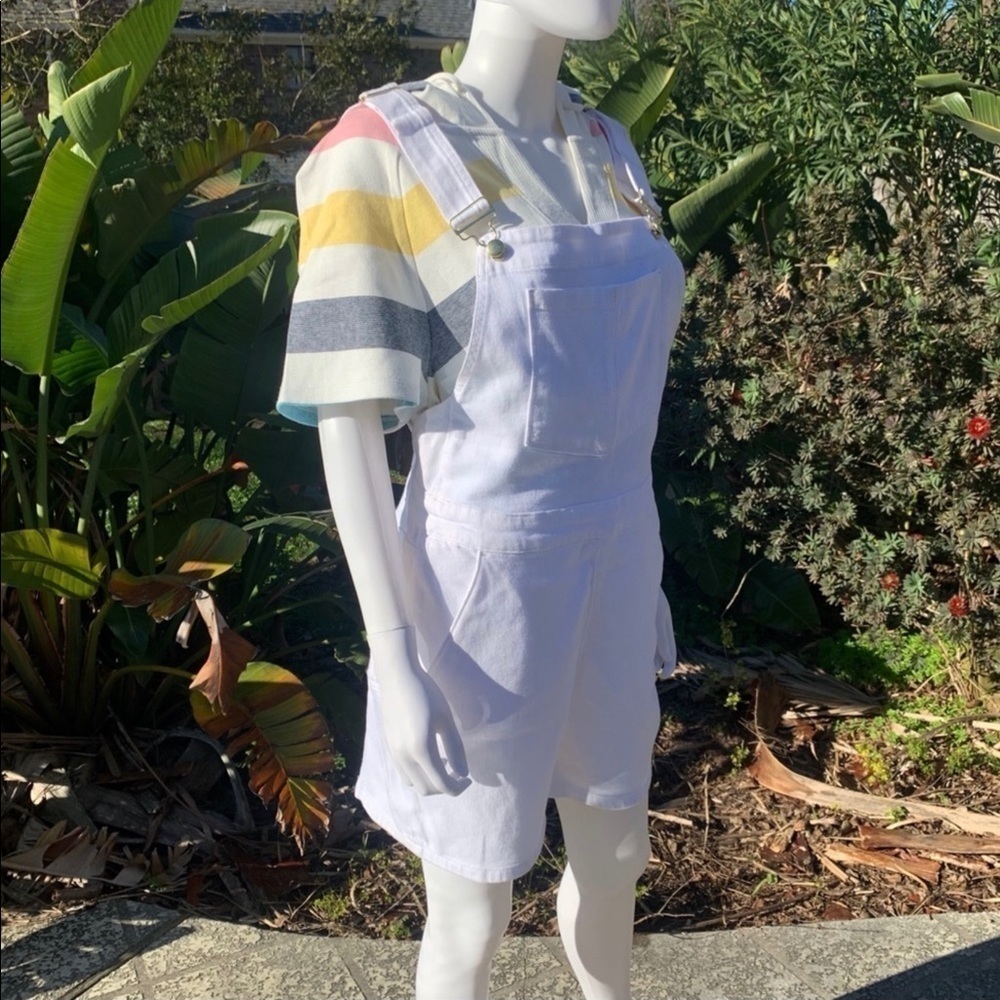 💋NWT FRAME Palazzo Denim Short Zip White Overalls - Picture 4 of 15